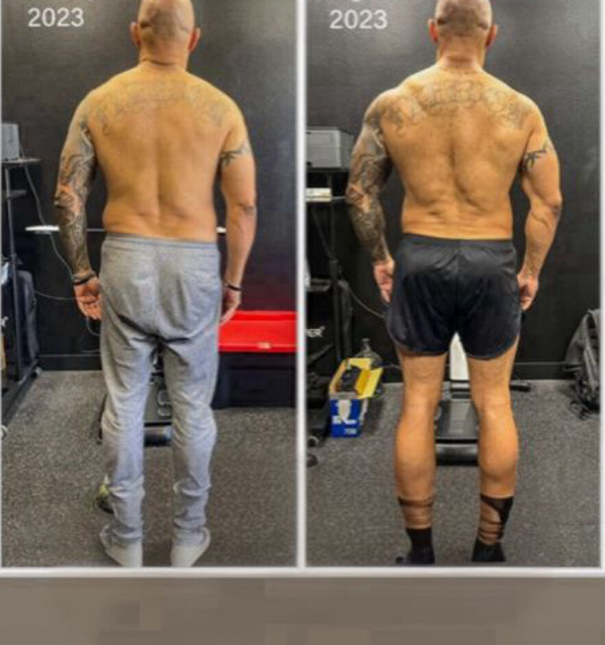 Commotion Fitness coaching client — back view, January 2023 to August 2023 lat and back development with Brad Oana program.